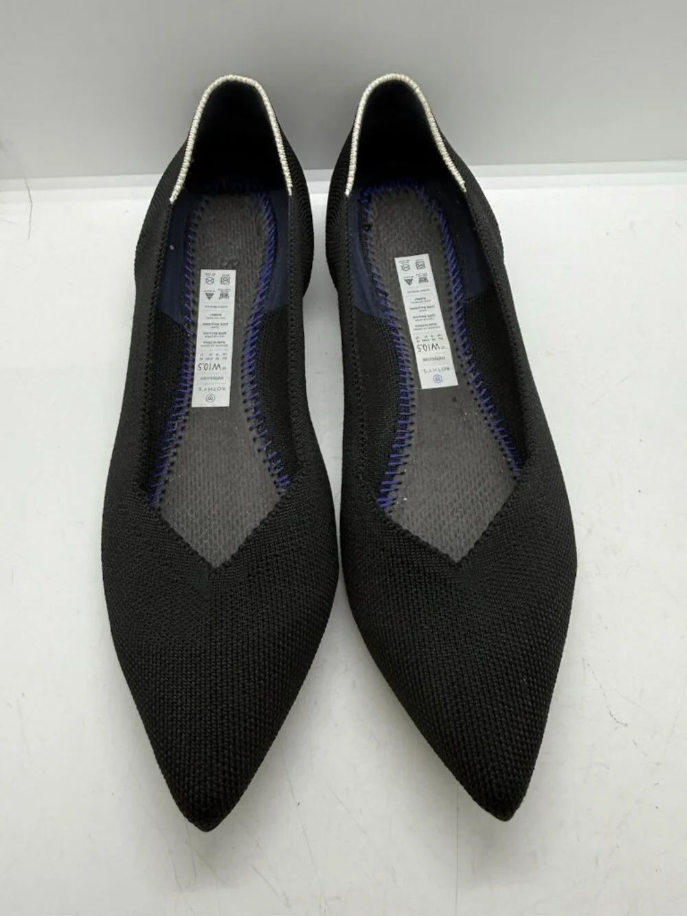 Rothy's The Point Black Knit Ballet Flats Shoes Women's 10.5 Preppy Minimalist